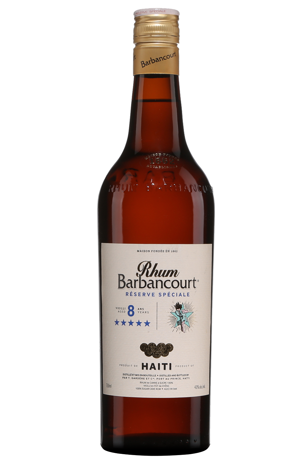 Barbancourt Réserve Spéciale 5 étoiles 8 ans 43°, 70cl *** Ancien Packaging