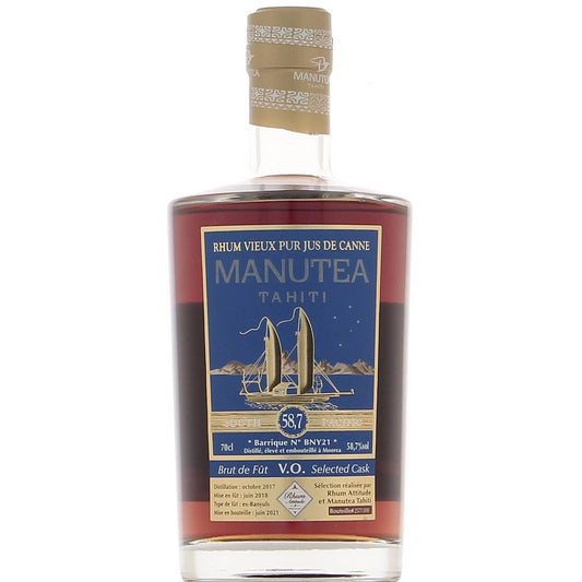 Manutea VO ex-Banyuls brut de fût BNY21 sélection Rhum Attitude 58,7°, 70cl *** Coup de Coeur