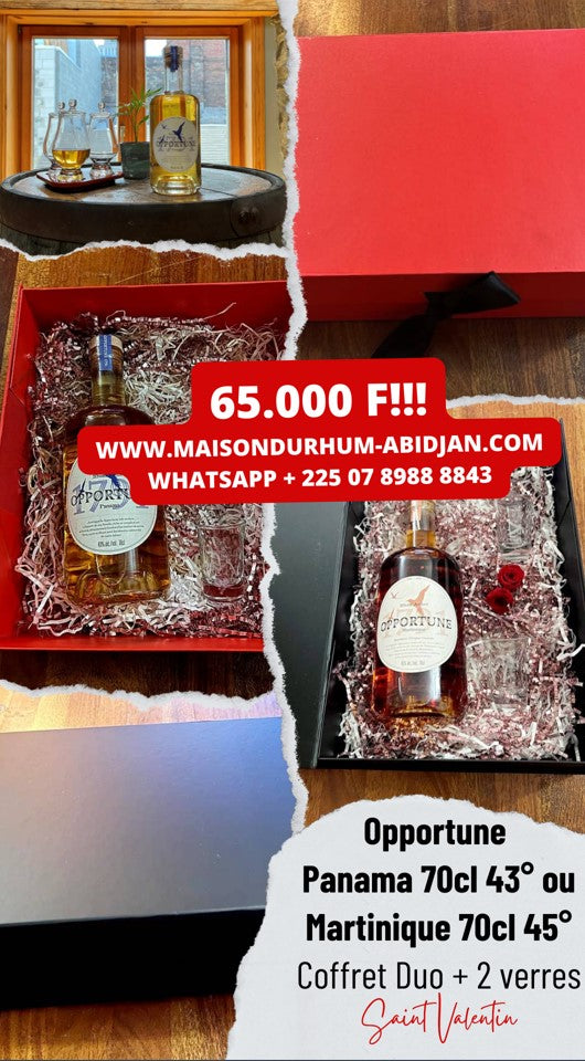 Coffret Saint Valentin | Opportune 1791 Rhum Agricole Ambré 45°, 70cl *** Promo jusqu'au 18/02/2023