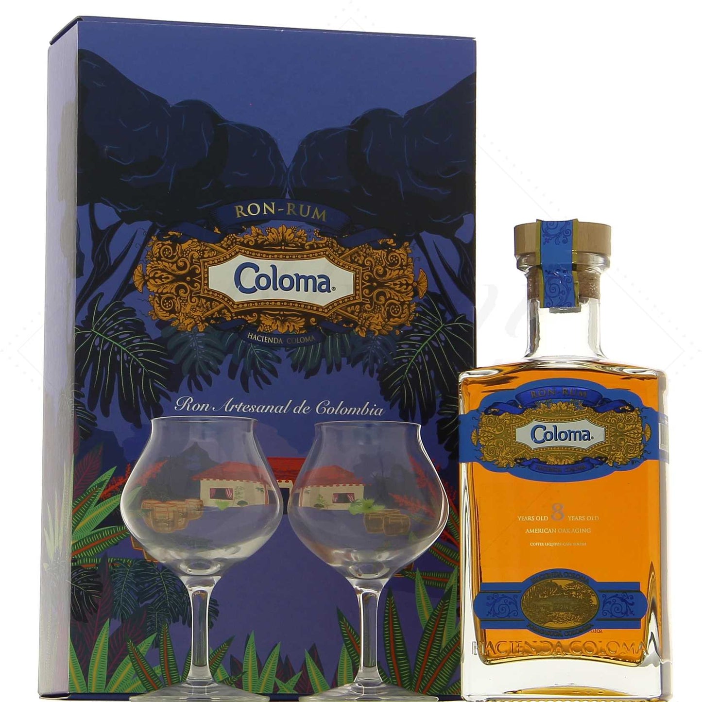 Coloma 8 ans 40° en coffret 2 verres, 70 cl, 40°