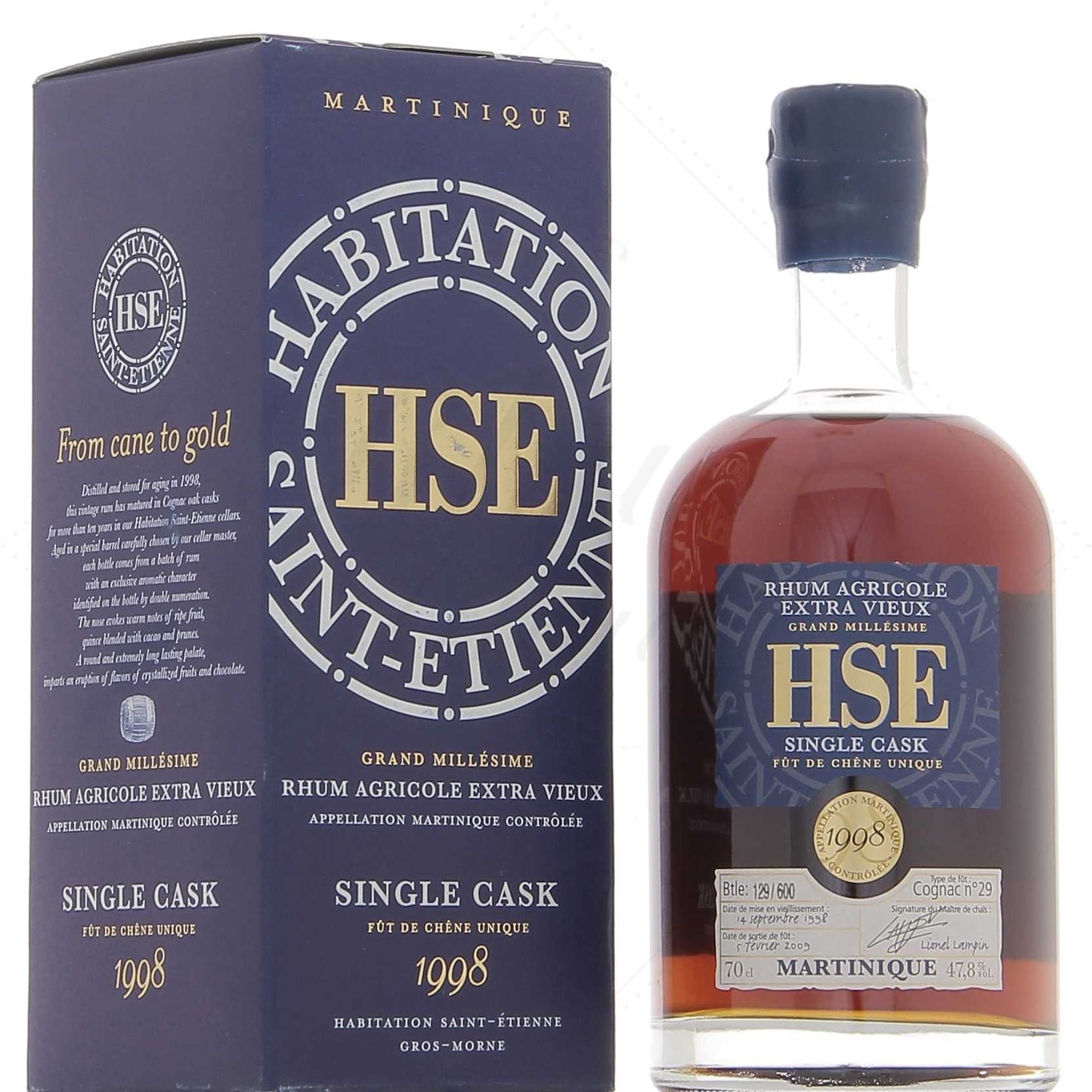 HSE single Cask 1998 version 70 cl 47,8°, 70cl