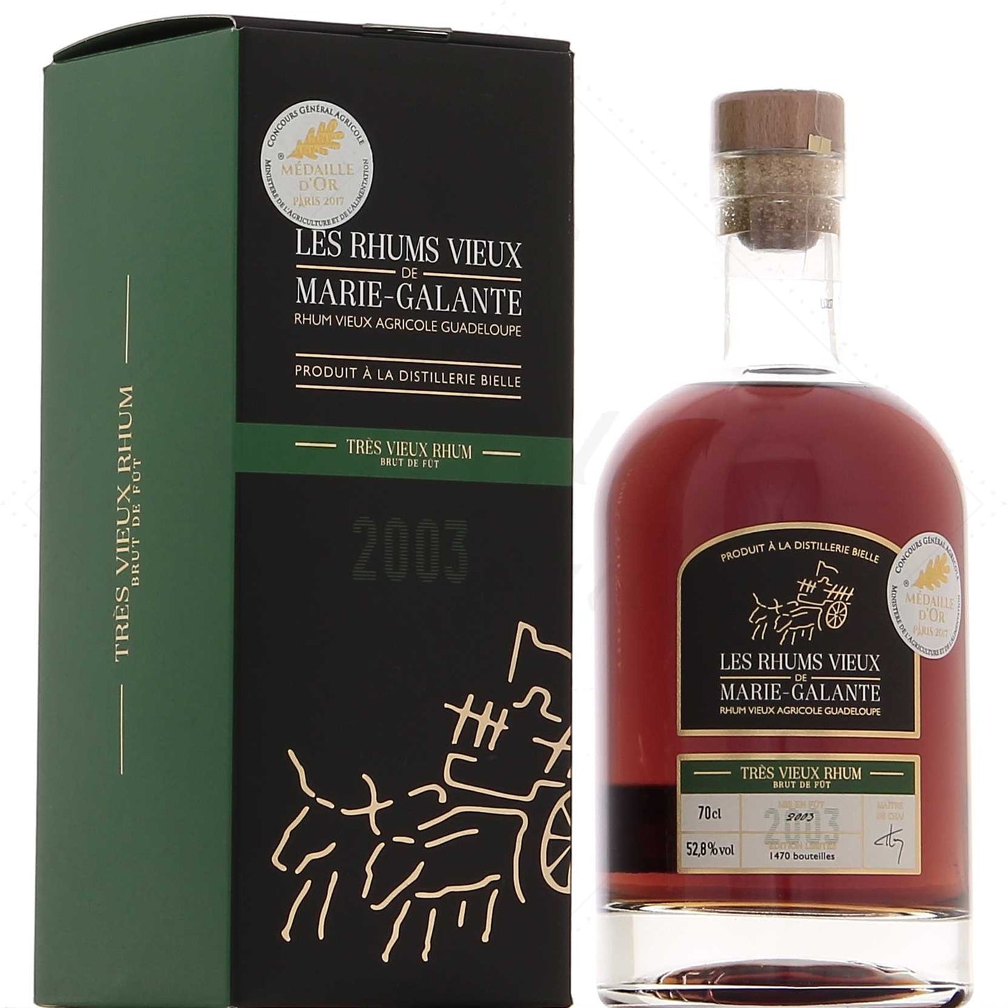 Les Rhums Vieux de Marie-Galante Bielle 2003 Très Vieux Rhum 52,8°, 70cl